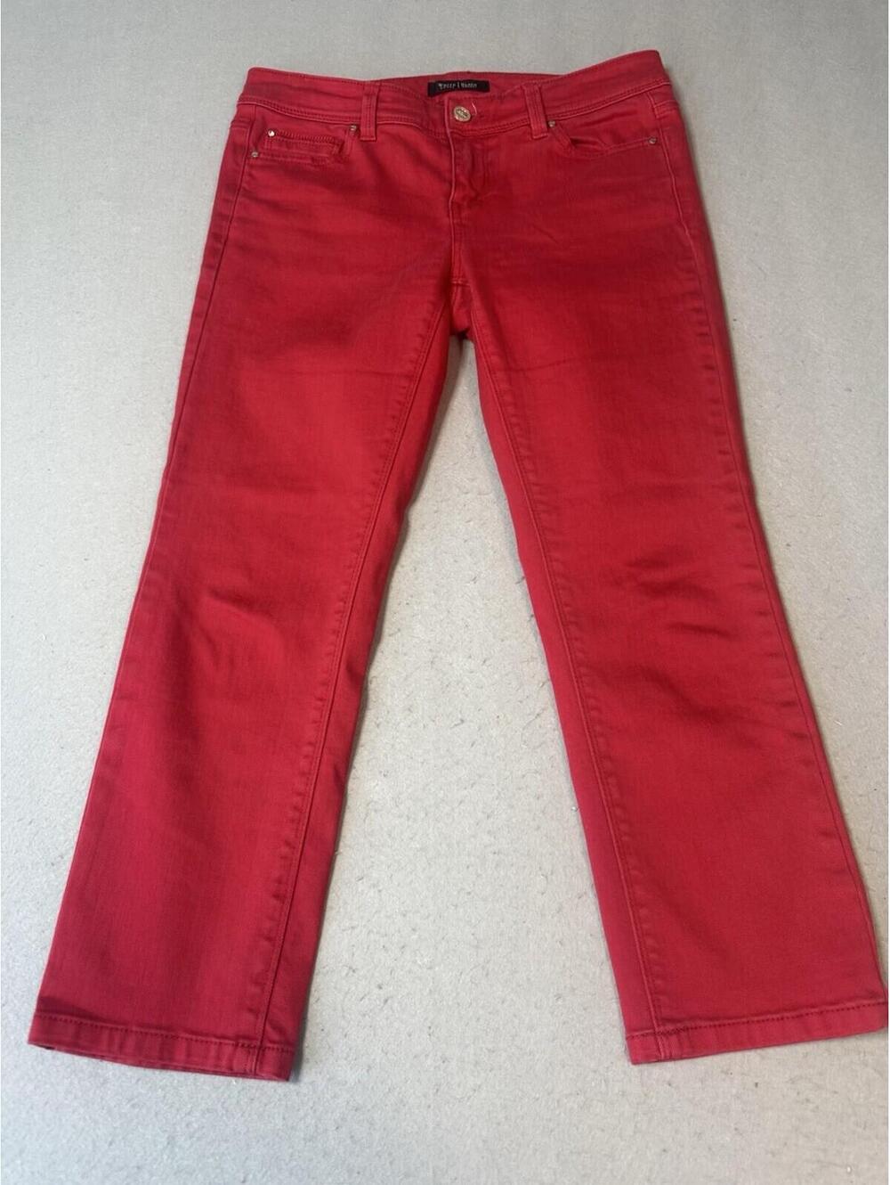 White House Black Market Blanc Slim Crop Jeans Womens Size 2 Red Stretch Denim